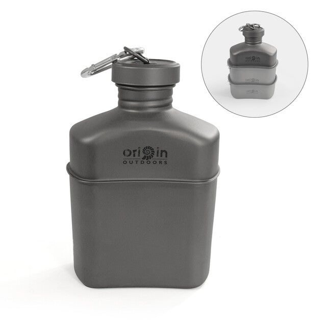Origin Outdoors Τιτάνια Κανάτα με Καραμπίνα και Θήκη Μεταφοράς 1 L Canteen
