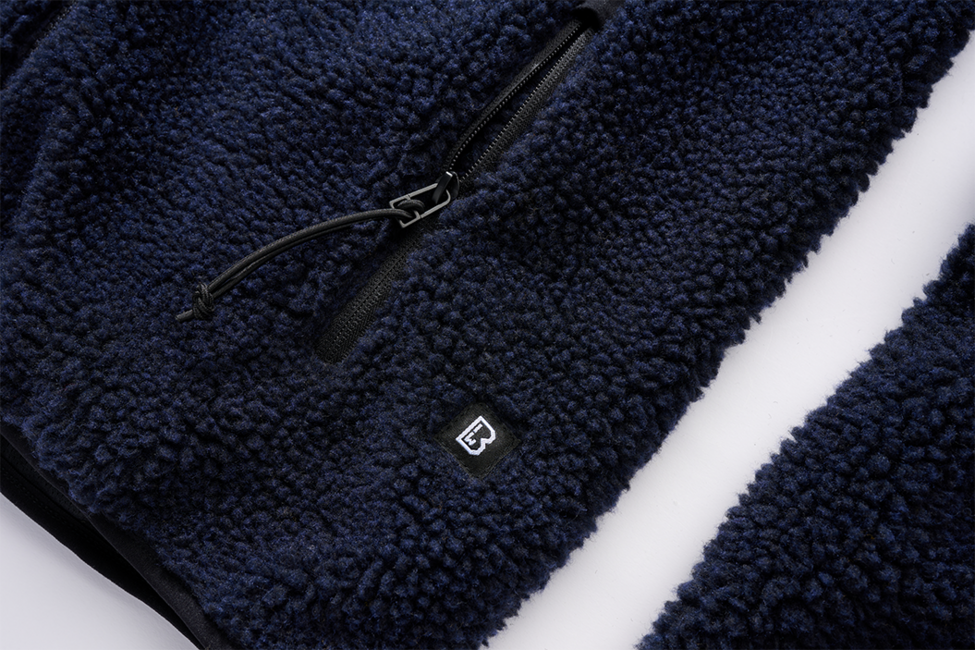 Brandit Worker Μπουφάν Fleece με Κουκούλα Teddyfleece, Ναυτικό Μπλε