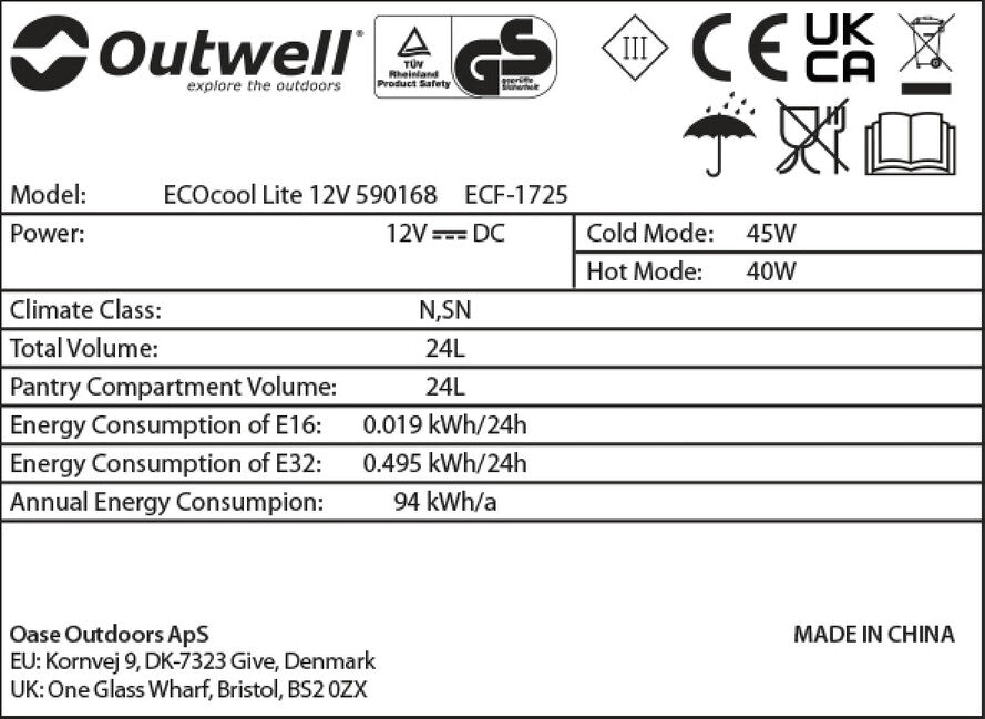 Outwell ECOcool Lite 24 ψυγείο κατσίκαμπινγκ 12V, σκούρο μπλε