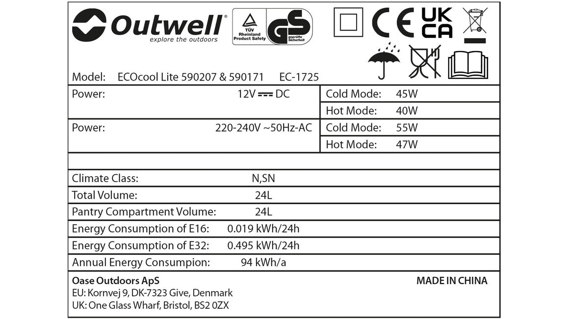Outwell ECOcool Lite 24 Ψυγείο Κάμπινγκ 12V/230V, σκούρο μπλε