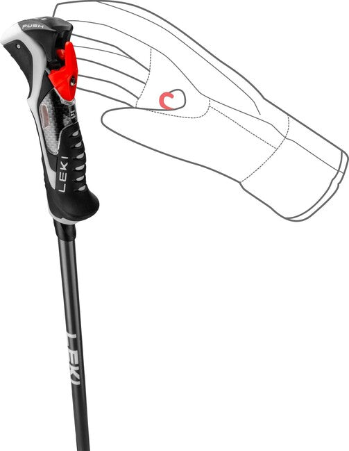 LEKI Carbon 14 3D Μπαστούνια Σκι Κατάβασης, Μαύρο/Σκούρο Ανθρακί/Ανοιχτό Κόκκινο