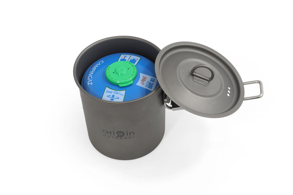 Origin Outdoors Titanium Κατσαρόλα Camping Pot με Τιτάνιο, Χυτρό και Αναδιπλούμενη Λαβή, 750 ml