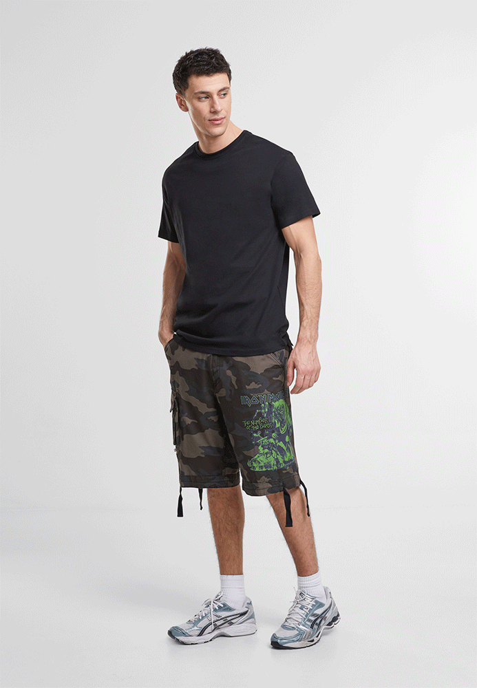 Brandit Iron Maiden The Number of The Beast kraťasy Savage, darkcamo