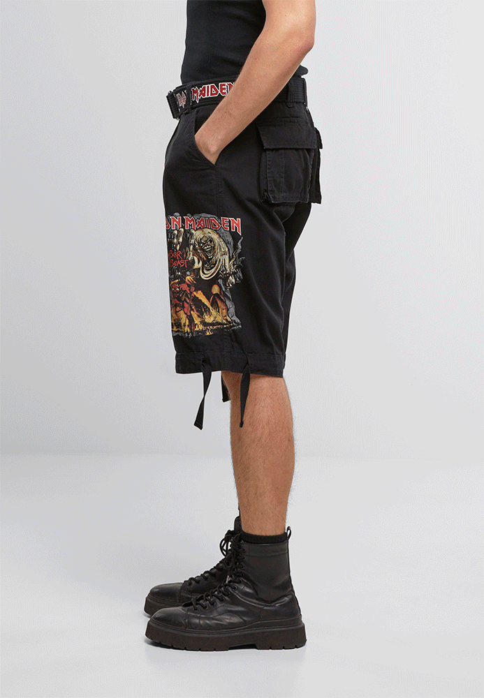 Brandit Iron Maiden The Number of The Beast kraťasy Savage black edition, čierna