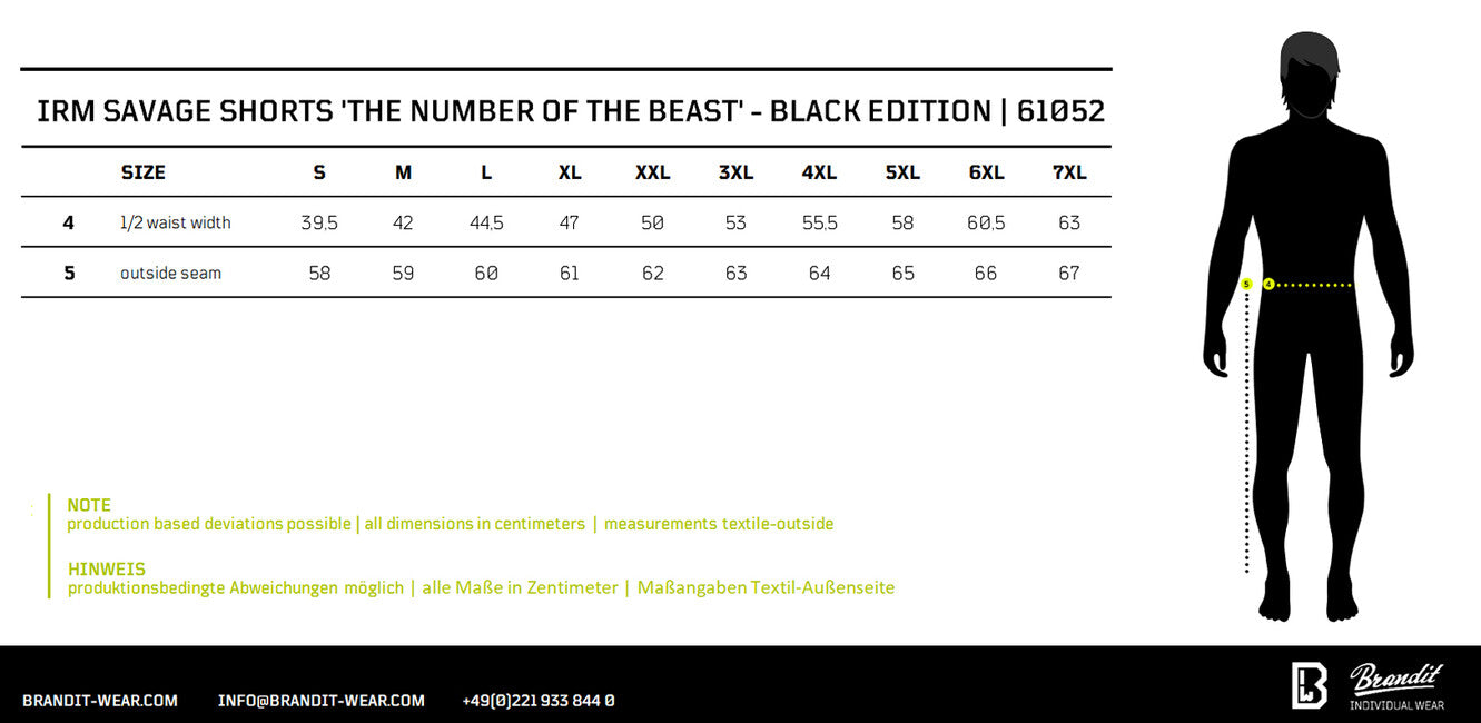 Brandit Iron Maiden The Number of The Beast Σορτς Savage Black Edition, Μαύρο