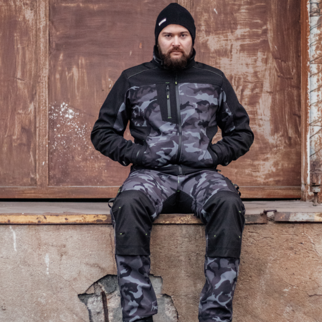 BENNON CAMOS Μπουφάν Softshell, Μαύρο/Γκρι