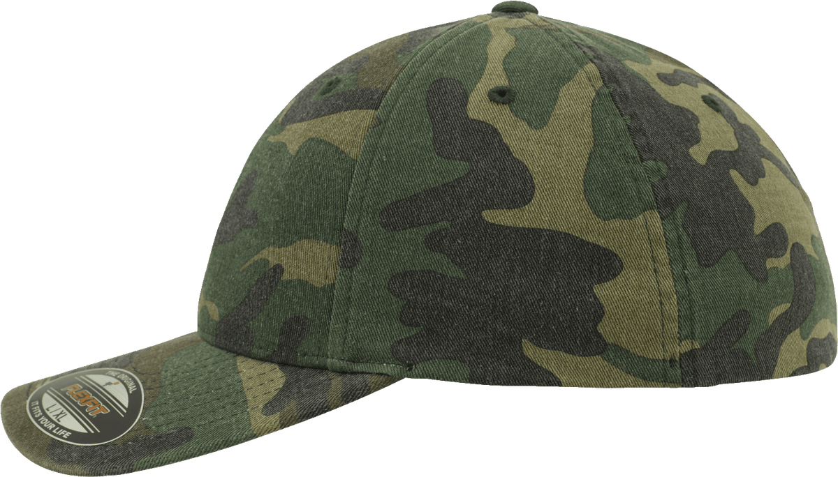 Brandit Flexfit Garment Camo šiltovka s vypraným efektom, woodland