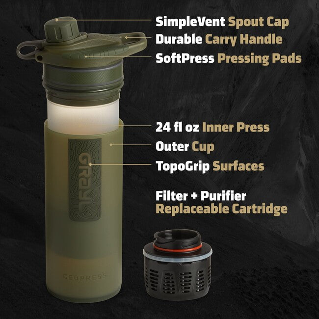 GRAYL GeoPress Purifier φιλτραρισμένη φιάλη, Olive Drab