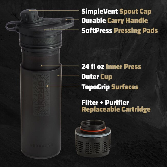 GRAYL GeoPress Purifier φιάλη φιλτραρίσματος, Covert Black