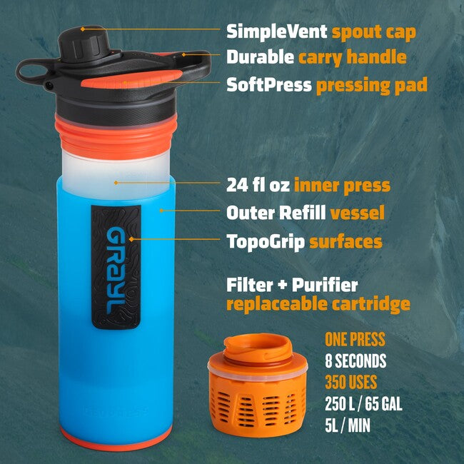 GRAYL GeoPress Purifier φιάλη φίλτρου, Bali Blue