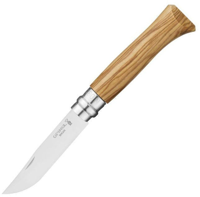 OPINEL VRi N°08 Inox Μαχαίρι Χερούλι Ελιά, Θήκη, Ξύλινο Κουτί