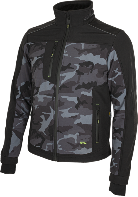 BENNON CAMOS Μπουφάν Softshell, Μαύρο/Γκρι