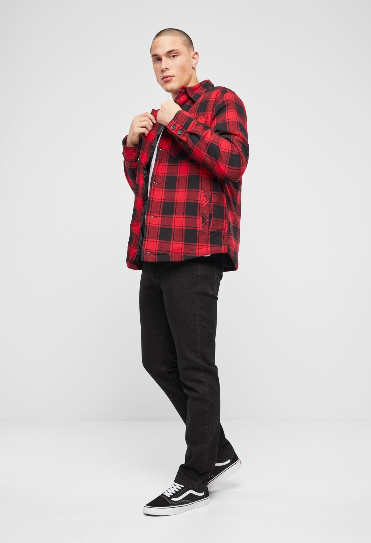 Brandit Lumberjacket bunda, červeno čierna