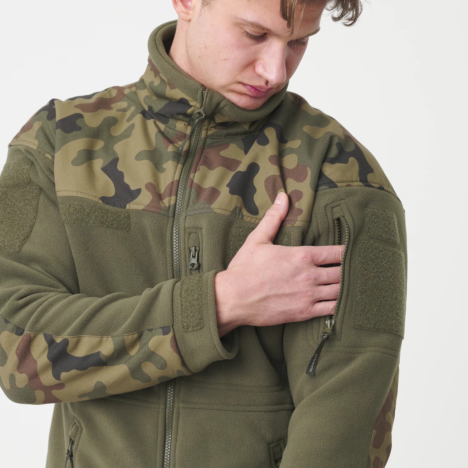 Helikon-Tex Infantry flisová bunda, olivová/woodland, 330g/m2 – detail 5