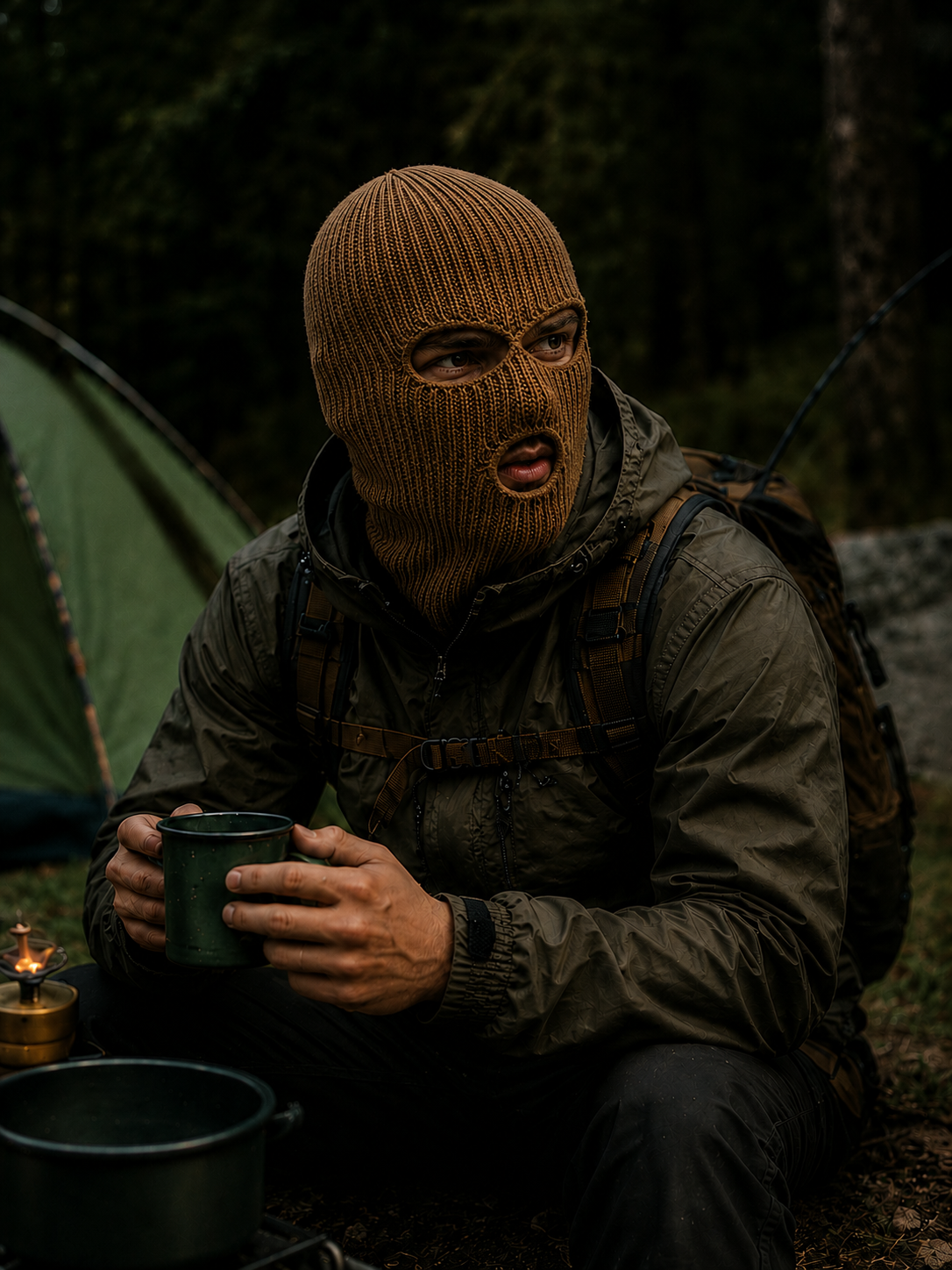 WARAGOD Isvik kučma s 3 odprtinami, khaki