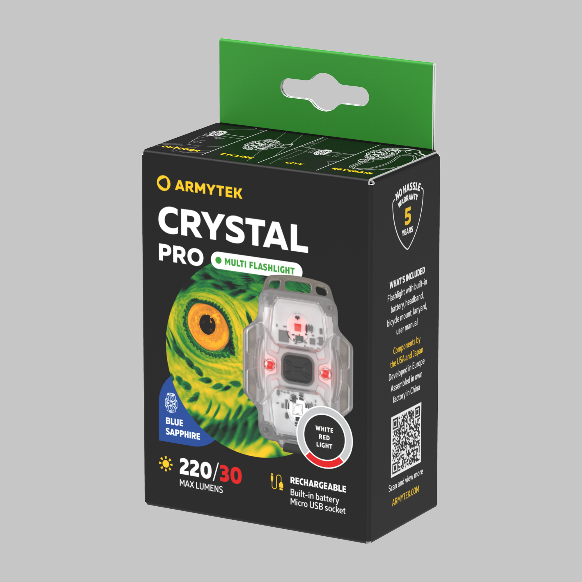 ArmyTek Crystal Pro Blue Φακός LED Φορητός F07101B, Μπλε, Διάφανο