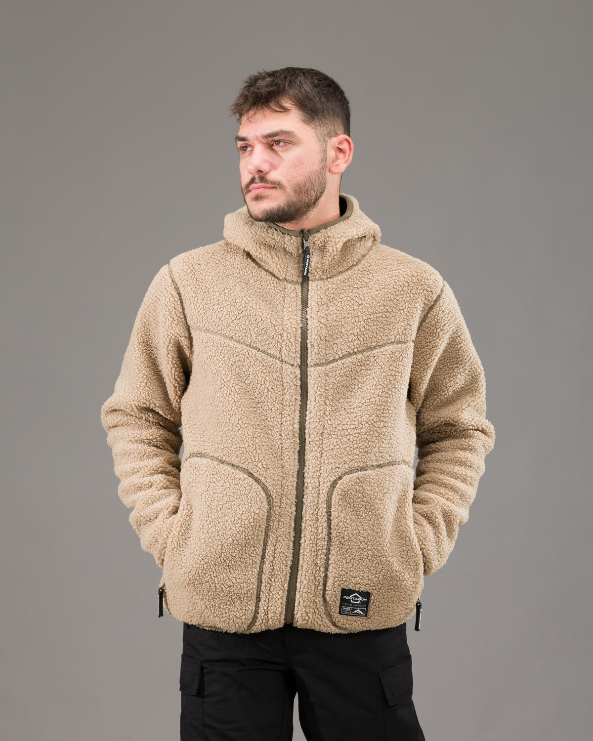 Pentagon Ianos Sherpa men's reversible fleece jacket, khaki/green
