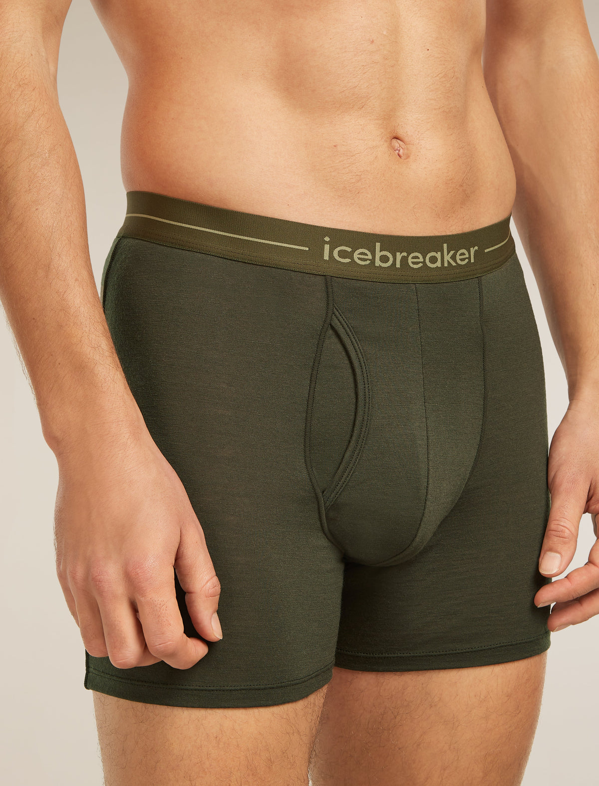 Icebreaker Anatomica pánske boxerky s otvorom, tmavozelená