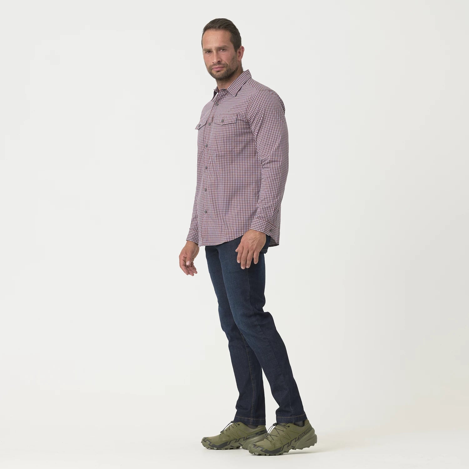 Helikon-Tex košeľa Taktická Savage Green Checkered na skryté nosenie – detail 1