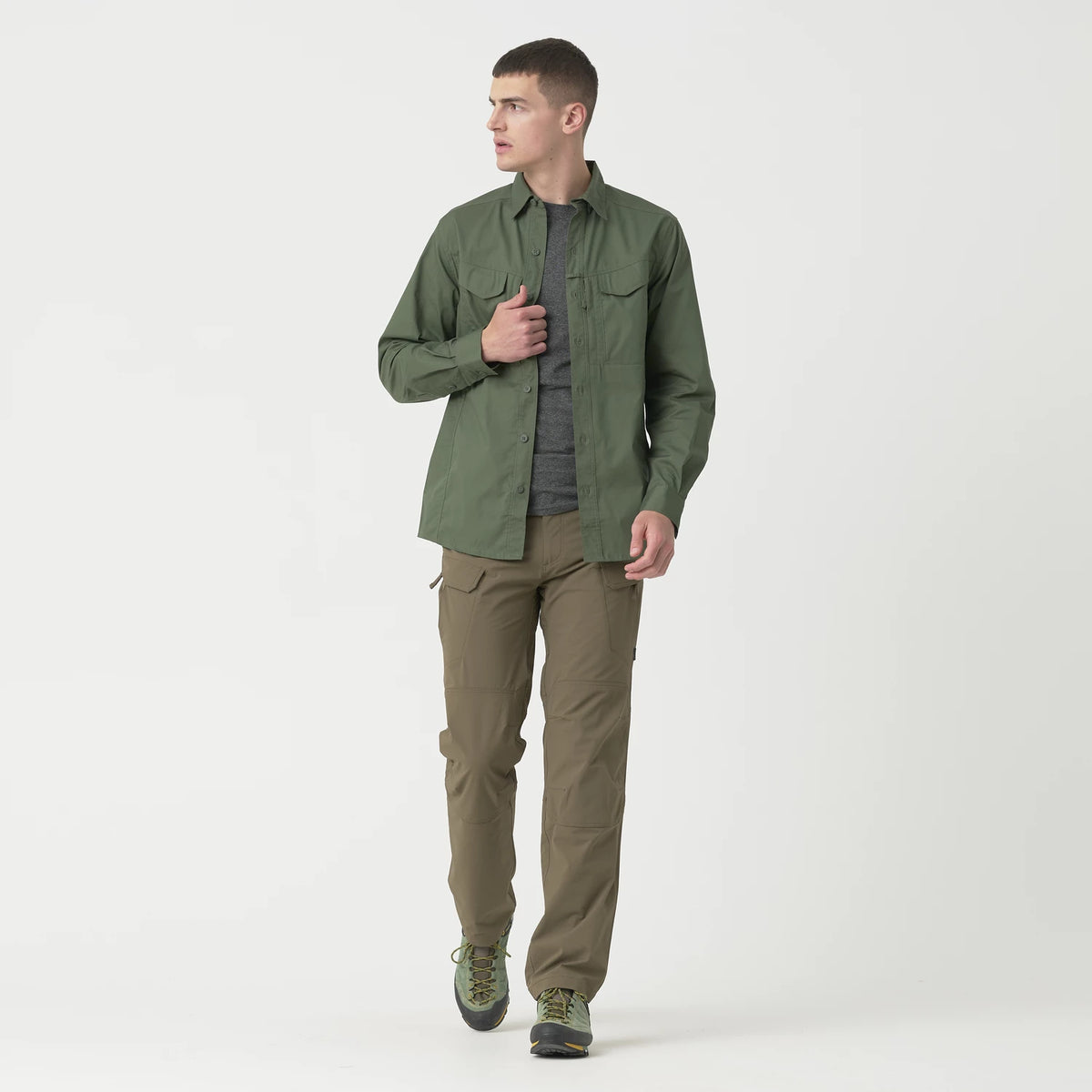Helikon-Tex DEFENDER Mk2 košeľa s dlhým rukávom PolyCotton Ripstop, olivovo zelená – detail 1