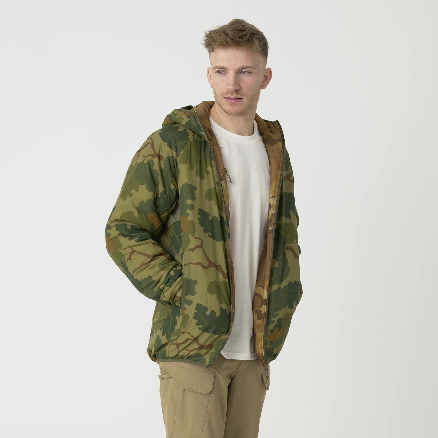 Helikon-Tex Wolfhound Obojstranná bunda Windpack, Mitchell Camo Leaf/Mitchell Clouds – detail