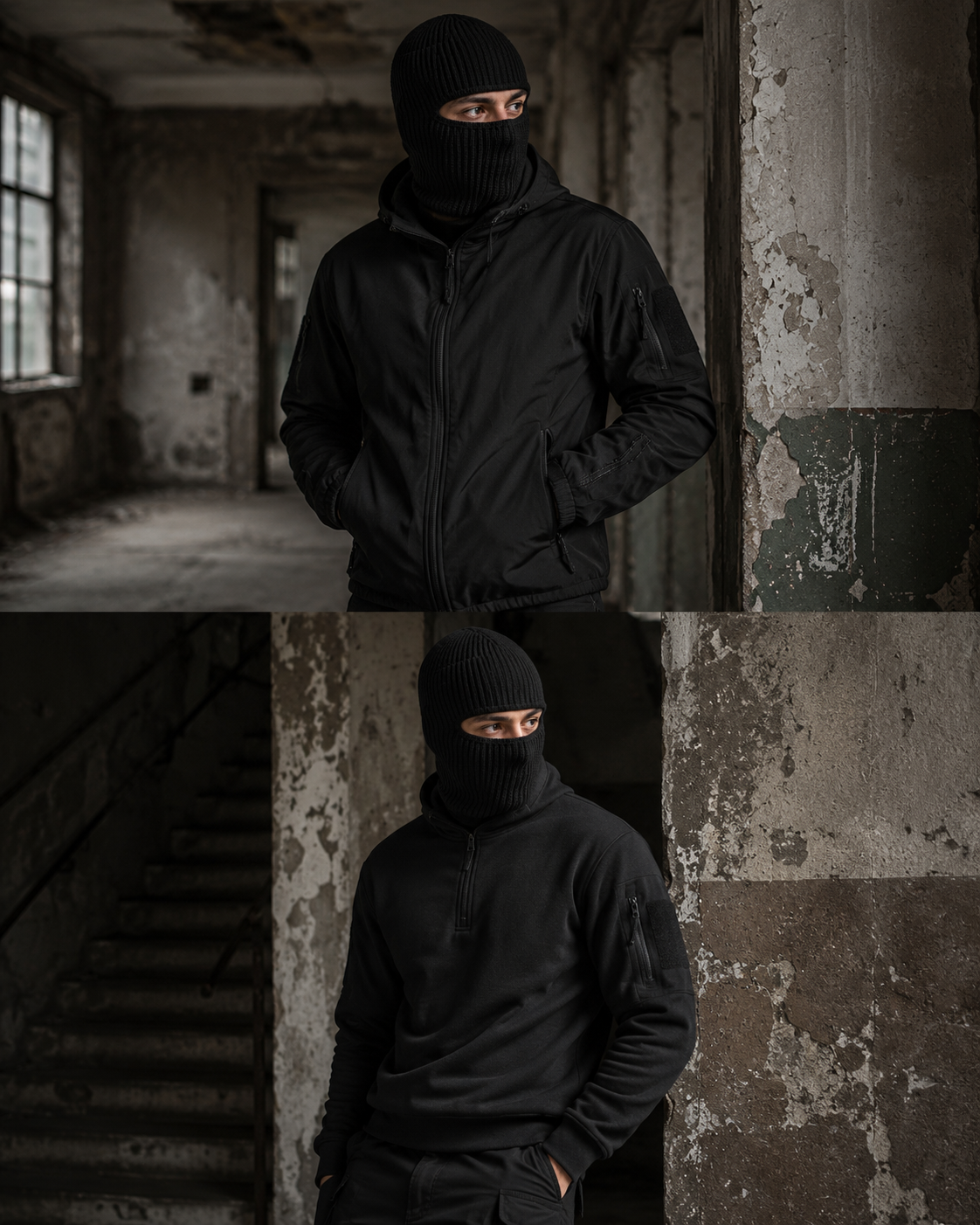 WARAGOD Mjuka knitted balaclava 2 in 1, khaki