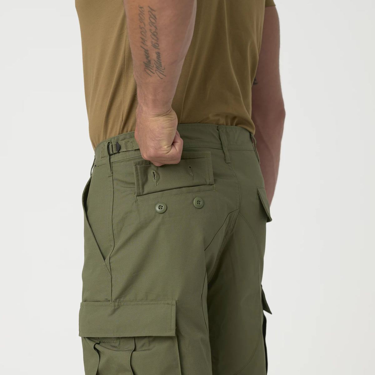 Helikon-Tex BDU krátke nohavice PolyCotton Ripstop, olivovo zelené – detail 5