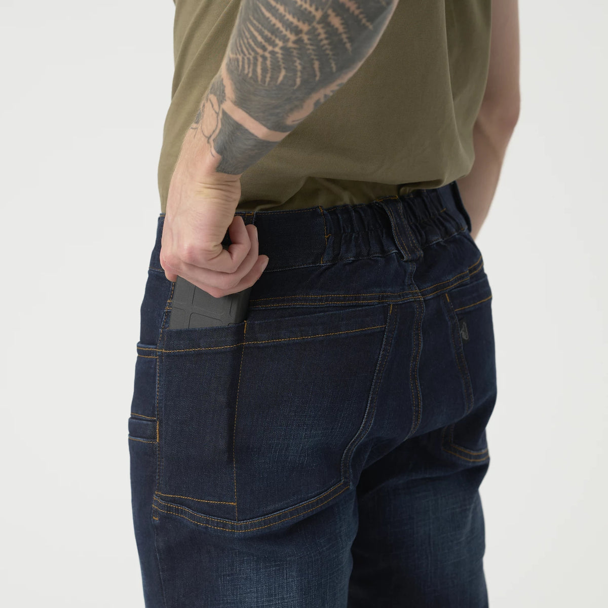 Helikon-Tex GREYMAN rifle nohavice taktické Slim Denim Mid, Dark Blue – detail 5