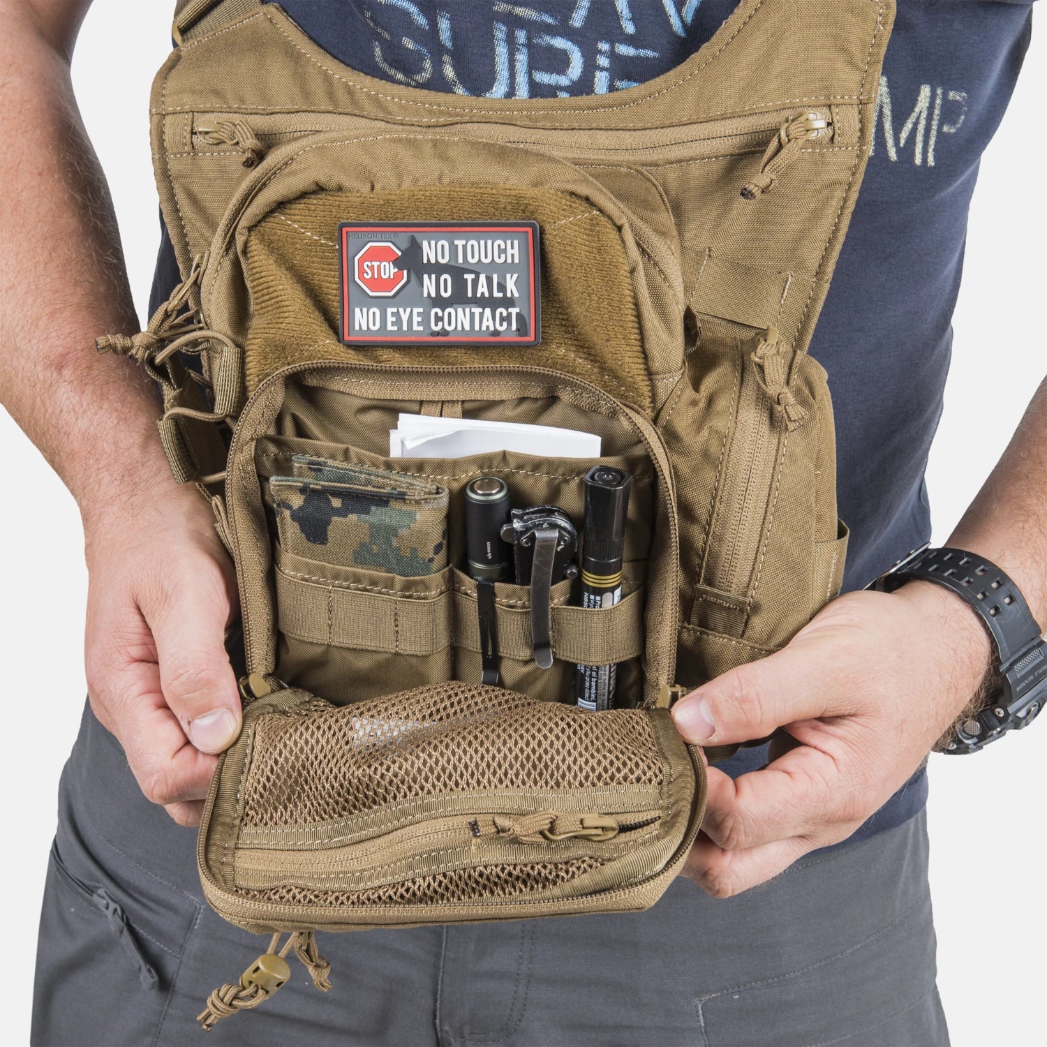 Helikon-Tex EDC taška cez rameno Cordura, MultiCam Black – detail 5