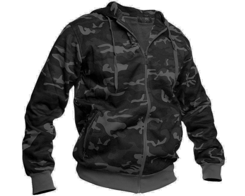 O&T High Zipper Φούτερ με Κουκούλα, Camo Γκρι