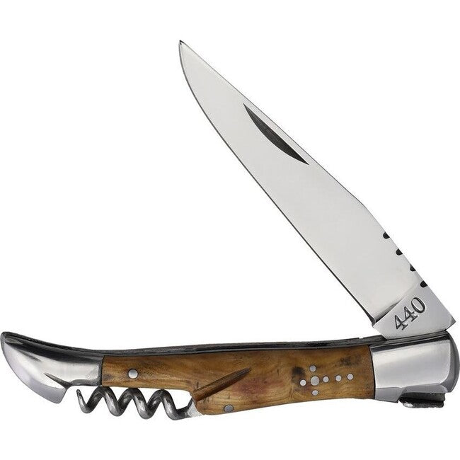 Baladeo DUB1045 Μαχαίρι Τσέπης με Τρυπάνι, Λάμα 11cm, Χάλυβας 440, Λαβή από Ξύλο Ελιάς