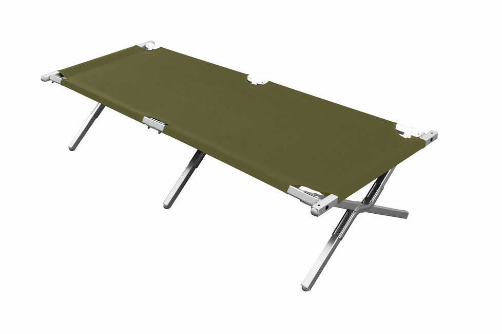 BasicNature Alu-Campbed Φορητό Κρεβάτι Κάμπινγκ, Λαδί, 210 cm