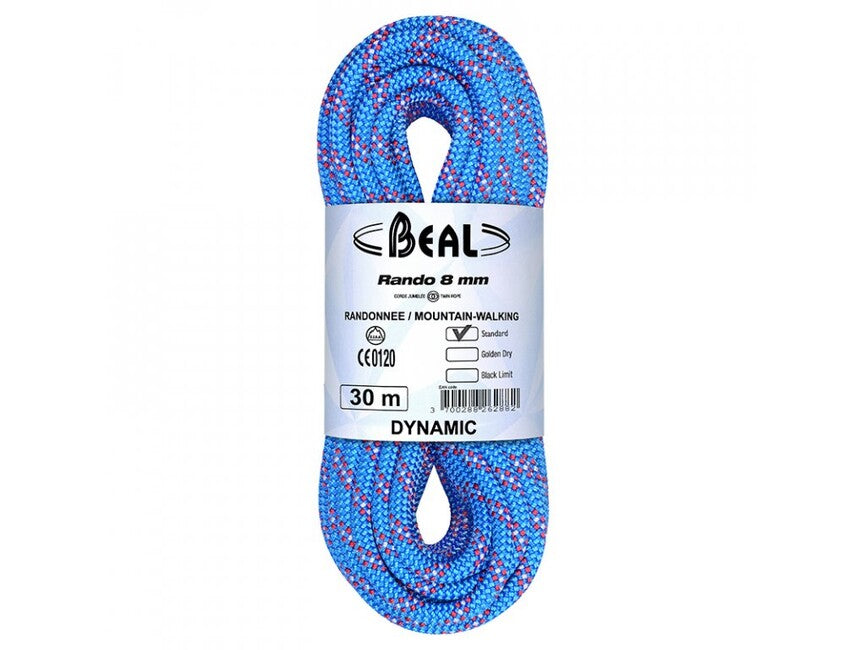 BEAL Golden Dry Rando Διπλό σχοινί με πλήρη αδιαβροχοποίηση 8 mm 20 m, μπλε