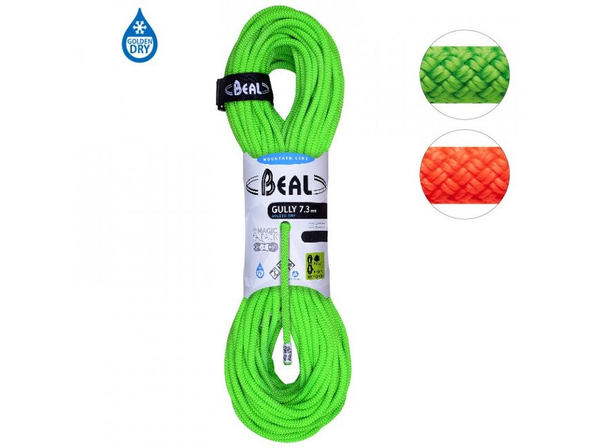 BEAL Gully Unicore σχοινί αναρρίχησης 7,3 mm 2 × 70 m, πορτοκαλί / πράσινο