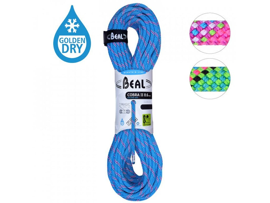 BEAL Cobra Unicore Ημιστατικό Σχοινί Ορειβασίας Χειμώνα 8,6 mm 2 × 50 m, Μπλε / Φουξία