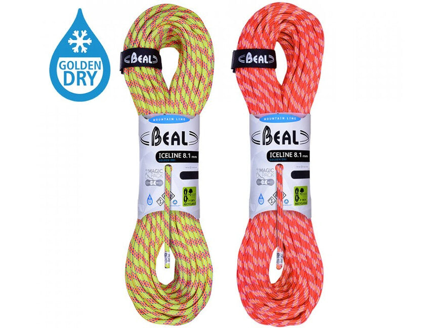 BEAL Ice Line Unicore Ημιστατικό Σχοινί Αναρρίχησης 8,1 mm 2 × 50 m, ανίθυολ / πορτοκαλί