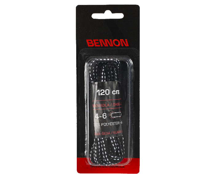 BENNON Laces Black-Grey Box Κορδόνια Παπουτσιών 120 cm