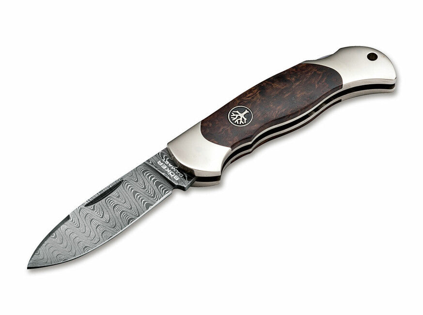 BÖKER® Junior Scout Spearpoint Σακιδιακό μαχαίρι 7 cm, δαμασκηνό, κυματιστή σημύδα