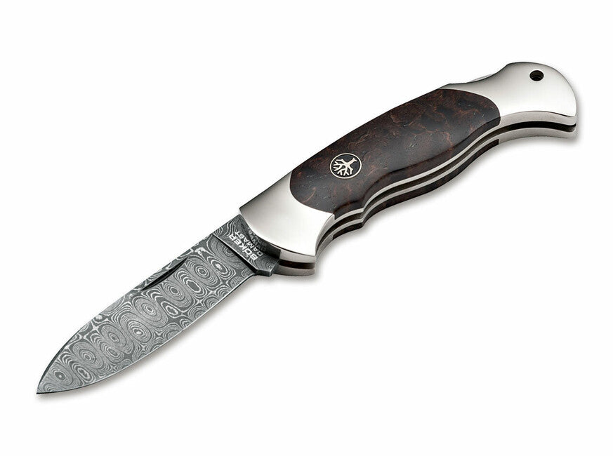 BÖKER® Scout Spearpoint Μαχαίρι Τσέπης δαμασκό, 7,9 cm, ξύλο σημύδας
