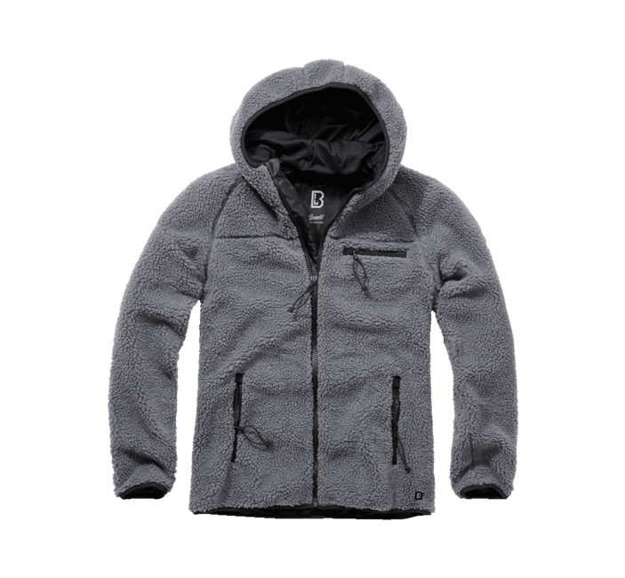 Brandit Worker Μπουφάν Fleece με Κουκούλα Teddyfleece, Ανθρακί