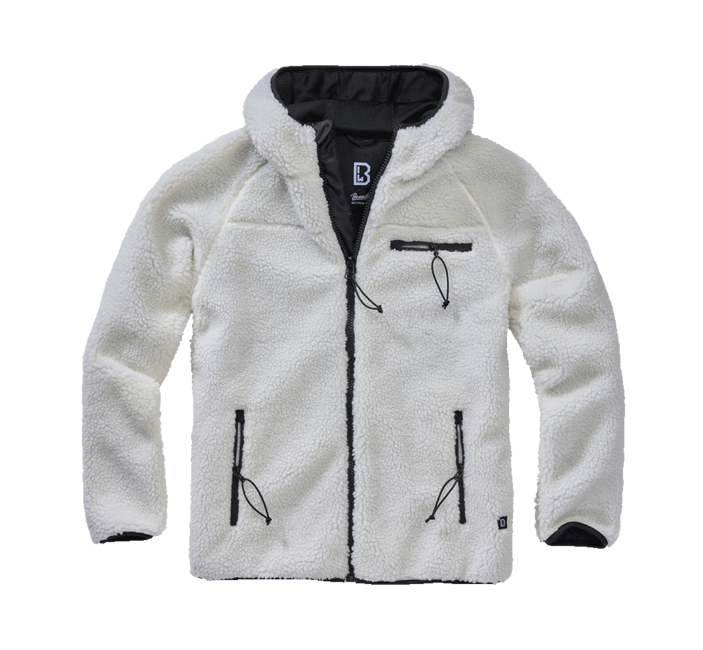 Brandit Worker Μπουφάν Fleece με Κουκούλα Teddyfleece, Λευκό