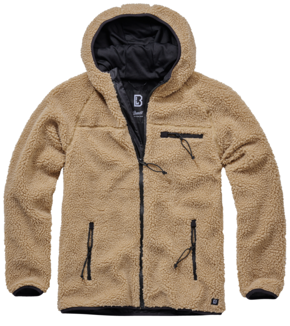 Brandit Worker Μπουφάν Fleece με Κουκούλα Teddyfleece, Camel
