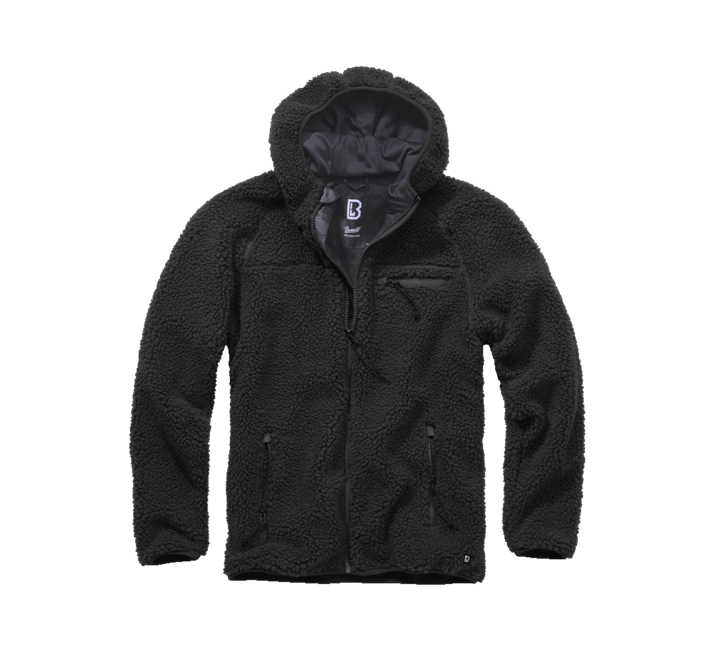 Brandit Teddyfleece Worker Μπουφάν Fleece με Κουκούλα, Μαύρο
