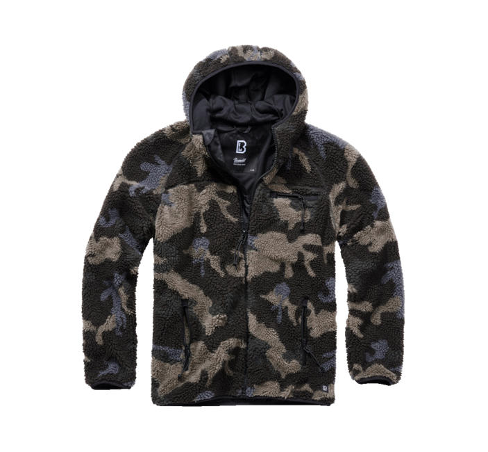 Brandit Worker Μπουφάν Fleece με Κουκούλα Teddyfleece, darkcamo