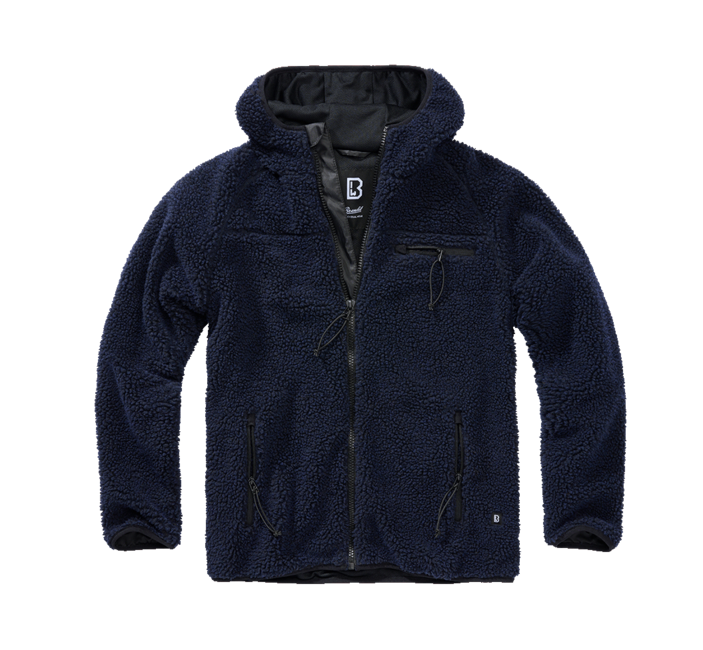 Brandit Worker Μπουφάν Fleece με Κουκούλα Teddyfleece, Ναυτικό Μπλε