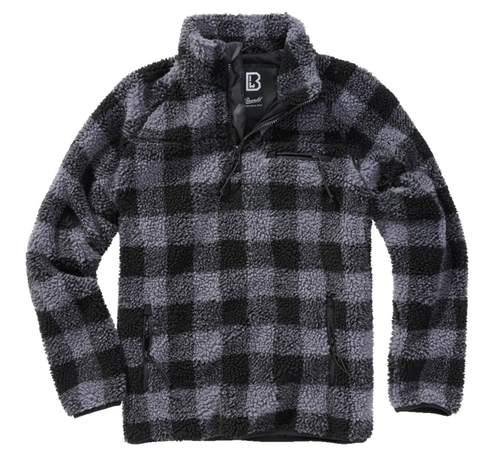 Brandit Teddyfleece Troyer Fleece Μπουφάν, μαύρο/γκρι
