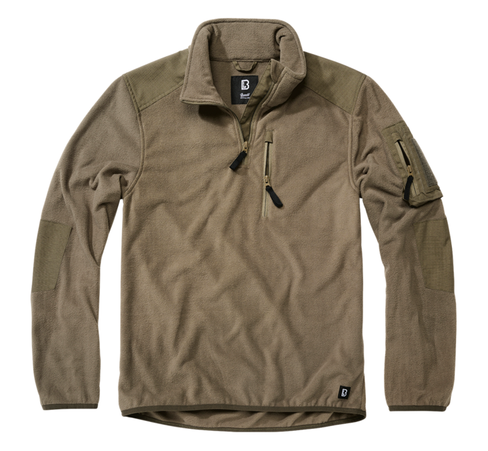 Brandit Φούτερ Fleece με Φερμουάρ Ripstop, λαδί