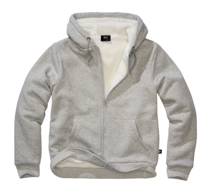 Brandit Sweatjacket Φούτερ ανδρικό με ζεστή επένδυση Teddylining, γκρι melange