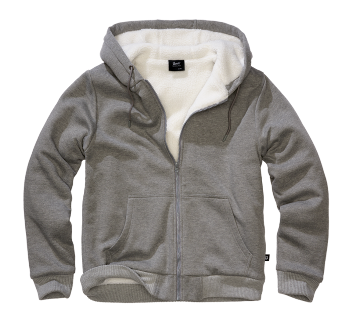Brandit Sweatjacket Φούτερ Ανδρικό με Ζεστή Επένδυση Teddylining, Σκούρο Γκρι Melange