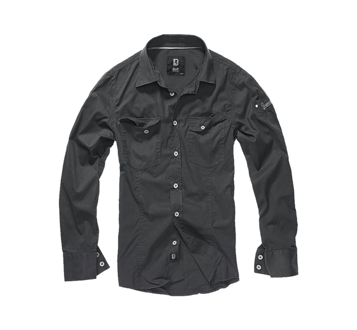 Brandit Πουκάμισο Slim fit με Μακρύ Μανίκι, Μαύρο